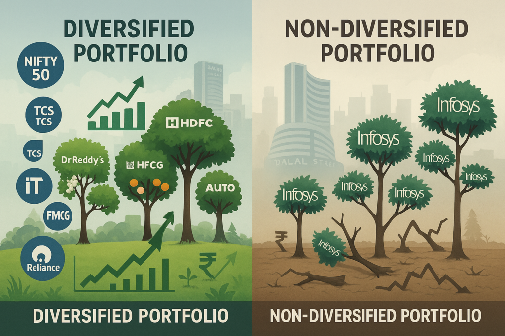 diversified stock portfolio vs a non-diversified stock portfolio.