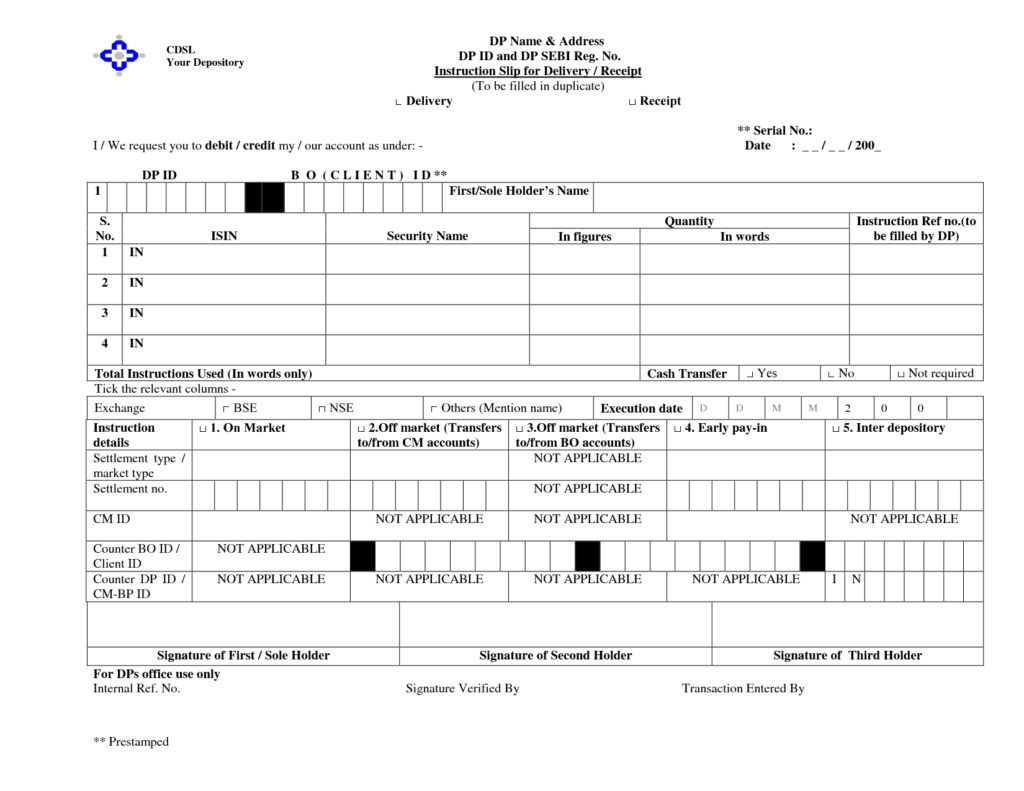 DIS slip Groww to Zerodha transfer sample