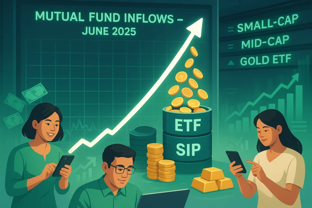 Indian mutual fund inflows rising in June 2025 with growing SIPs, ETF demand, and retail investor participation