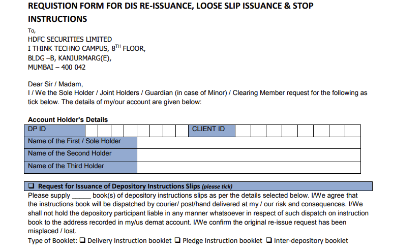 DIS Slip of NSDL Broker