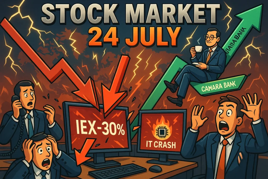 Stock Market 24 July: IT Crash, IEX Collapse & Global Shocks Drag Indices Lower