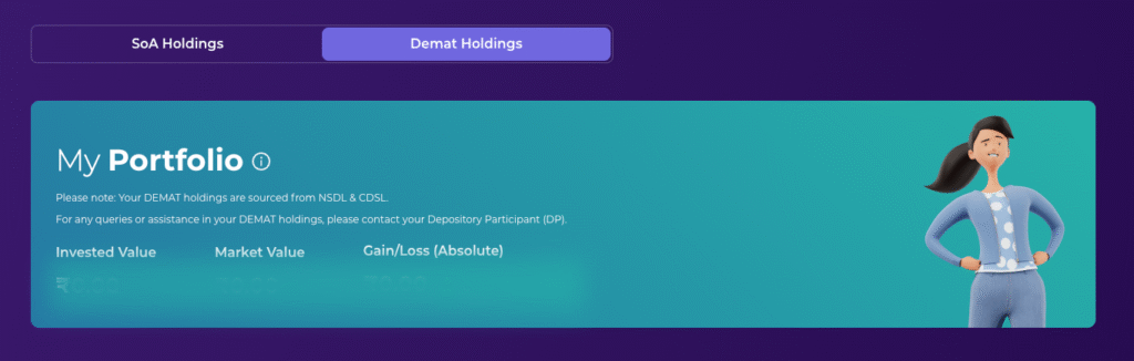 Welcome Dashboard + Portfolio Tab= how to track all mutual fund investments using PAN