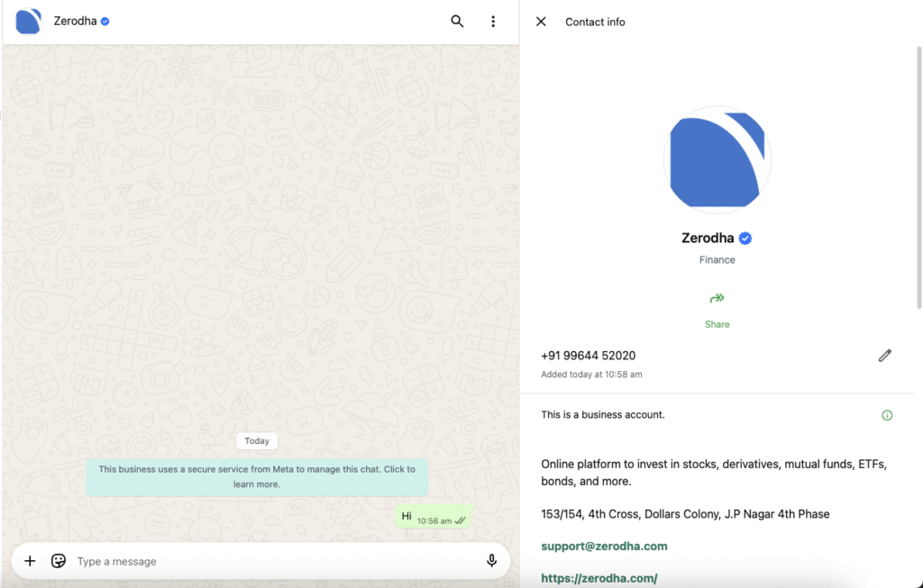 Zerodha Kite Backup WhatsApp emergency trading Number