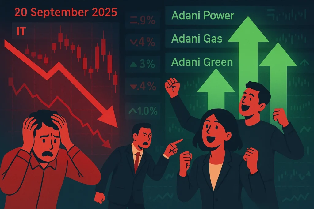 Stock Market 20 September: IT Crash Hits Nifty, Adani Stocks Soar 20%