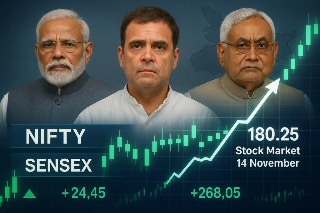 Stock Market 14 November: Markets Spike as Bihar Election Trend Triggers Late Strong Rally